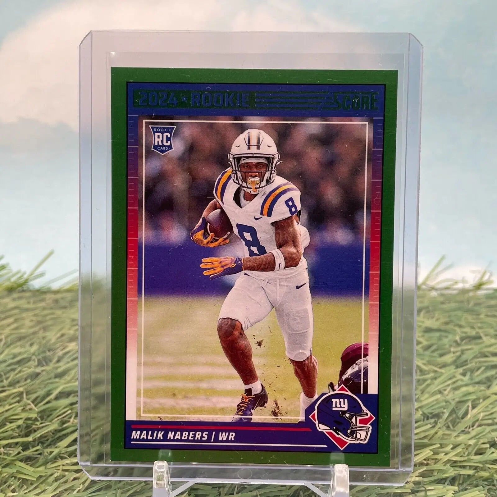 Malik Nabers rookie football card from 2024 Panini Score Green Parallel