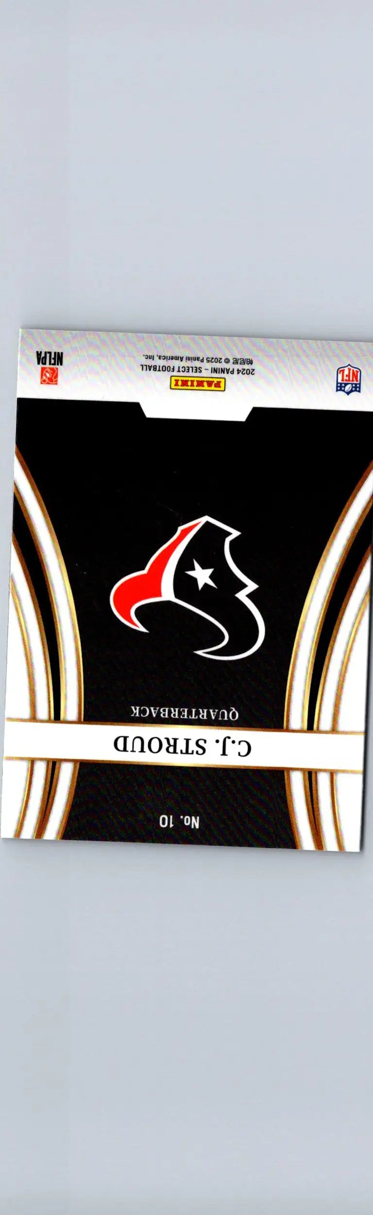 Black and gold Panini Select football trading card featuring C.J. Stroud Turbocharged Houston Texans logo