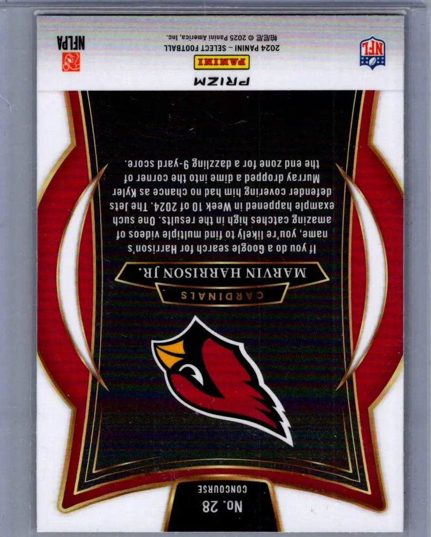 Football trading card featuring Marvin Harrison Jr. Blue Prizm Shock from Panini Select 2024