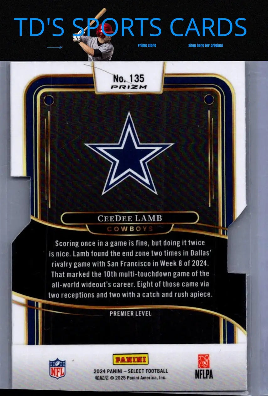 2024 Panini Select CeeDee Lamb Dallas Cowboys football card with game performance detail