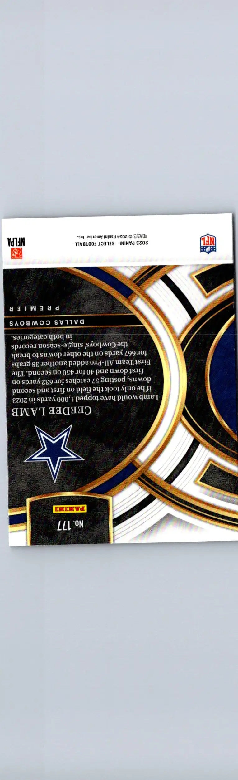 Football trading card featuring CeeDee Lamb from 2024 Panini Select series