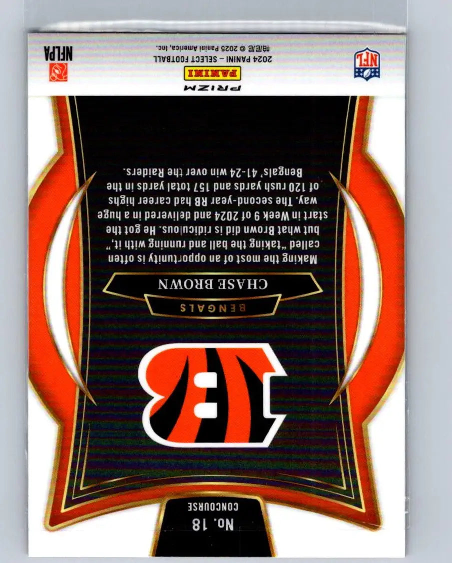 2024 Panini Select #18 Chase Brown Red & Yellow Prizm Shock - Trading Card