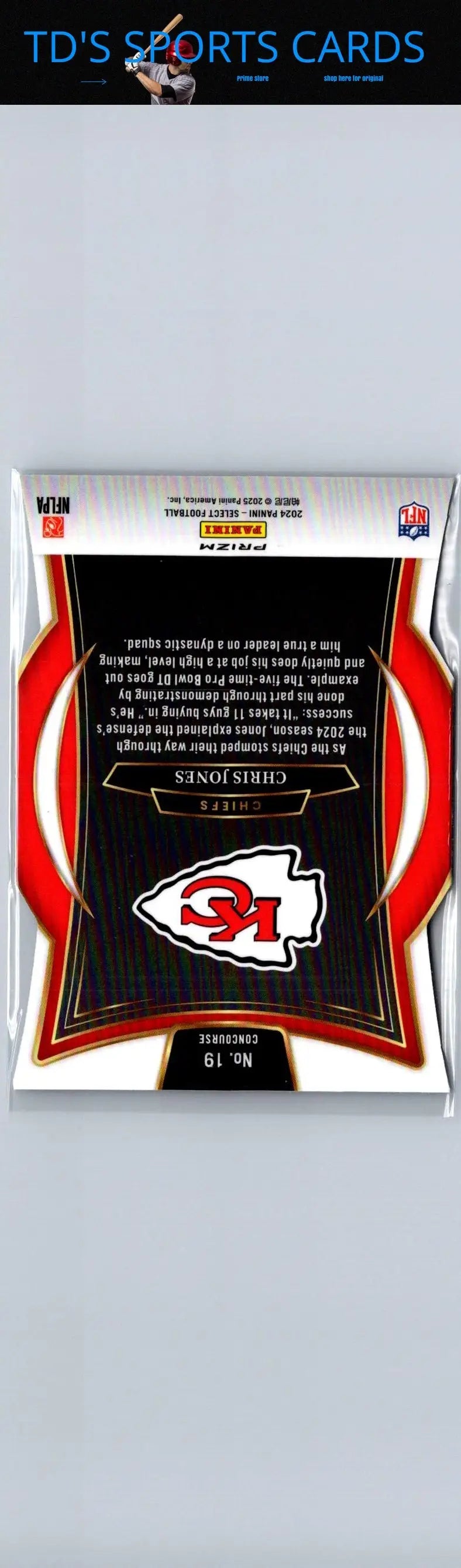2024 Panini Select Chris Jones Silver Prizm Die Cut NFL trading card featuring Kansas City Chiefs logo