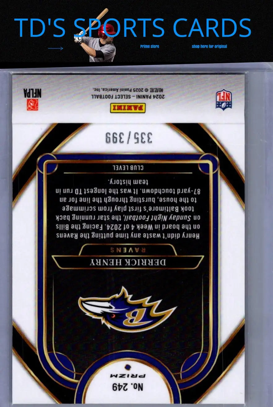 Collectible Derrick Henry Orange Prizm Shock football trading card from 2024 Panini Select