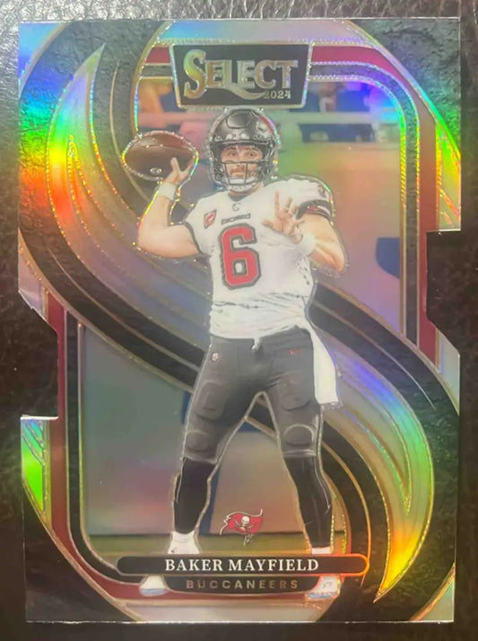 2024 Panini Select Baker Mayfield Premier Silver Prizm Die-Cut Buccaneers trading card