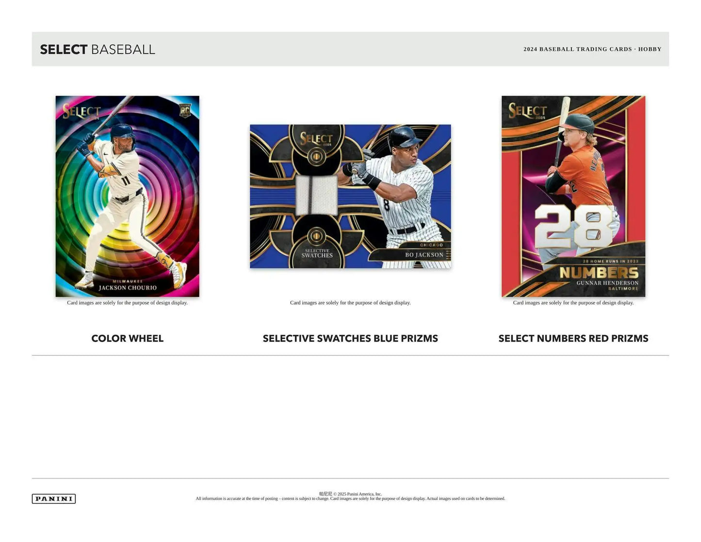 Baseball trading cards from the 2024 Panini Select Baseball Hobby Box