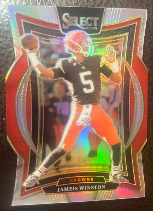 Panini Select Jameis Winston football trading card with holographic finish and red silver border