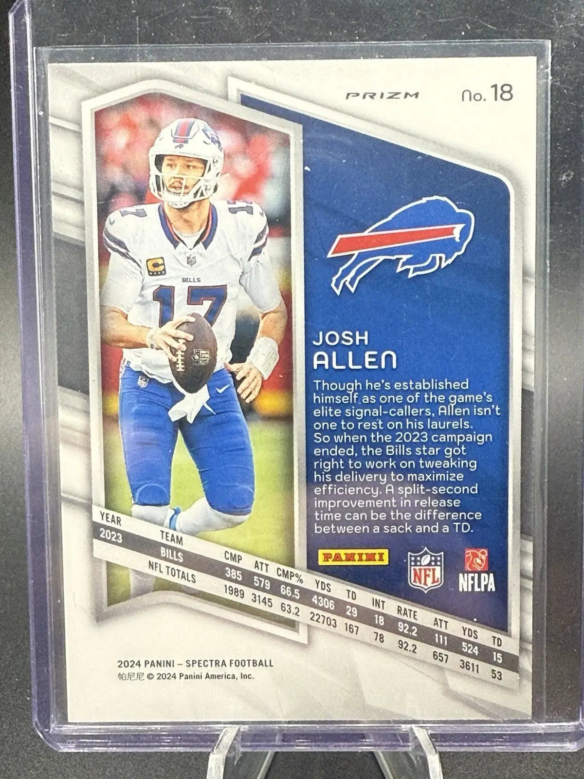 Josh Allen Buffalo Bills Silver Prizm MVP football card from 2024 Panini Spectra