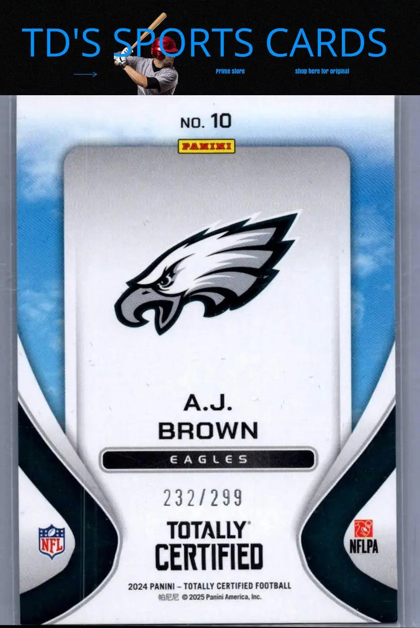 A.J. Brown Philadelphia Eagles trading card from Panini Totally Certified 2024 series