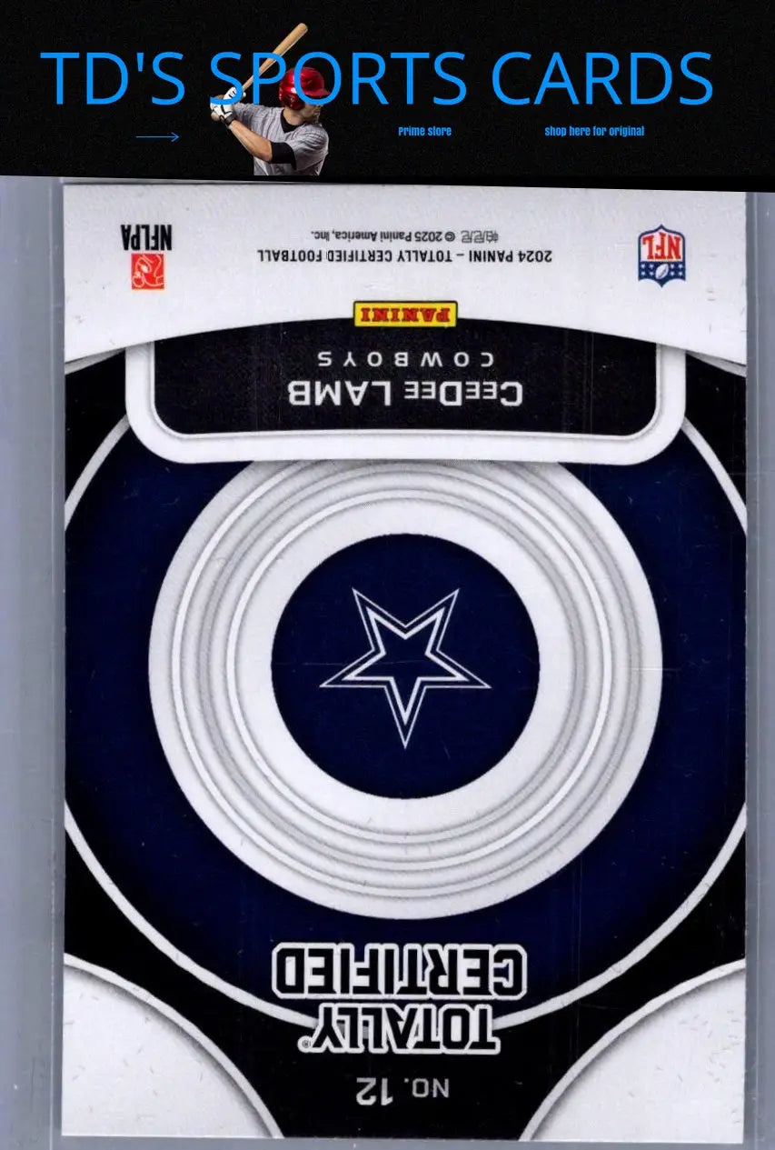 Panini Totally Certified football card featuring CeeDee Lamb and Dallas Cowboys logo