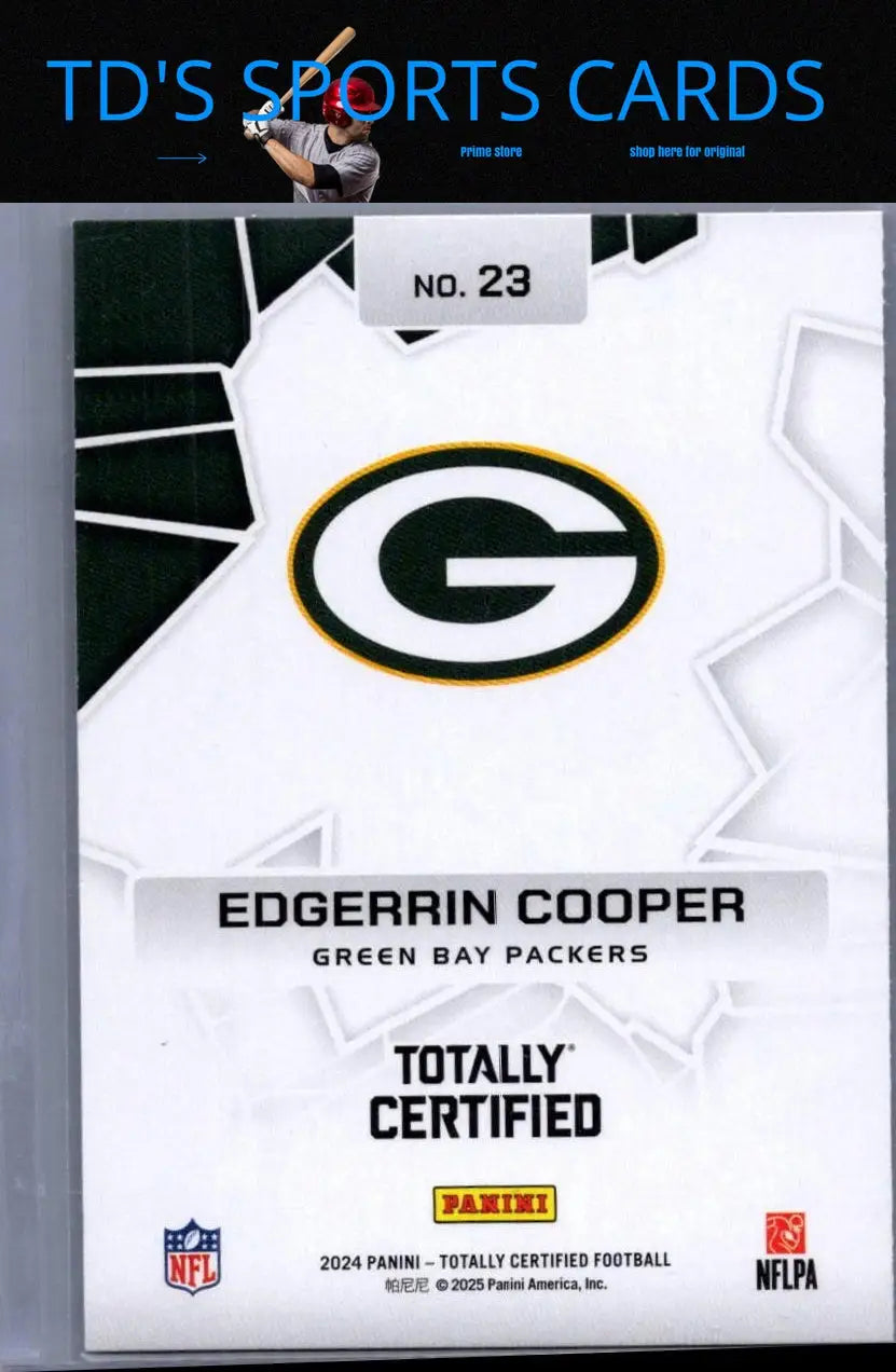 Edgerrin Cooper Green Bay Packers football card from 2024 Panini Totally Certified series