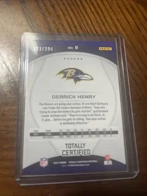 Derrick Henry Baltimore Ravens football card from Panini Totally Certified set