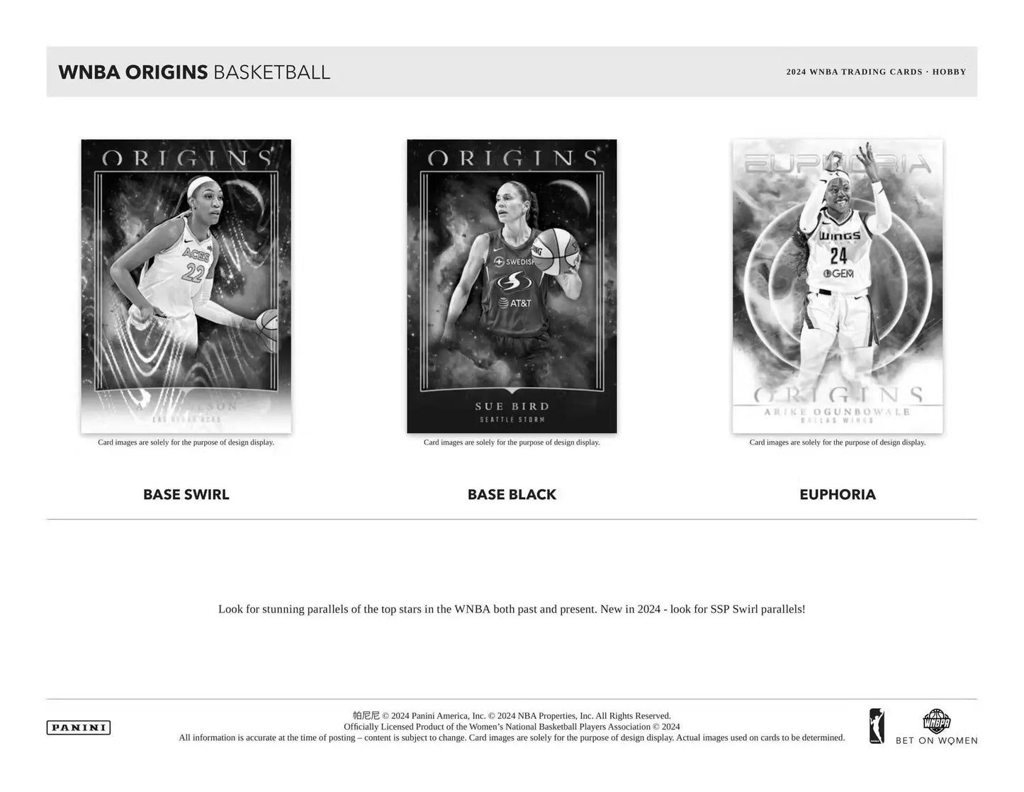 WNBA Origins basketball cards included in Panini WNBA Origins Hobby Box for collectors