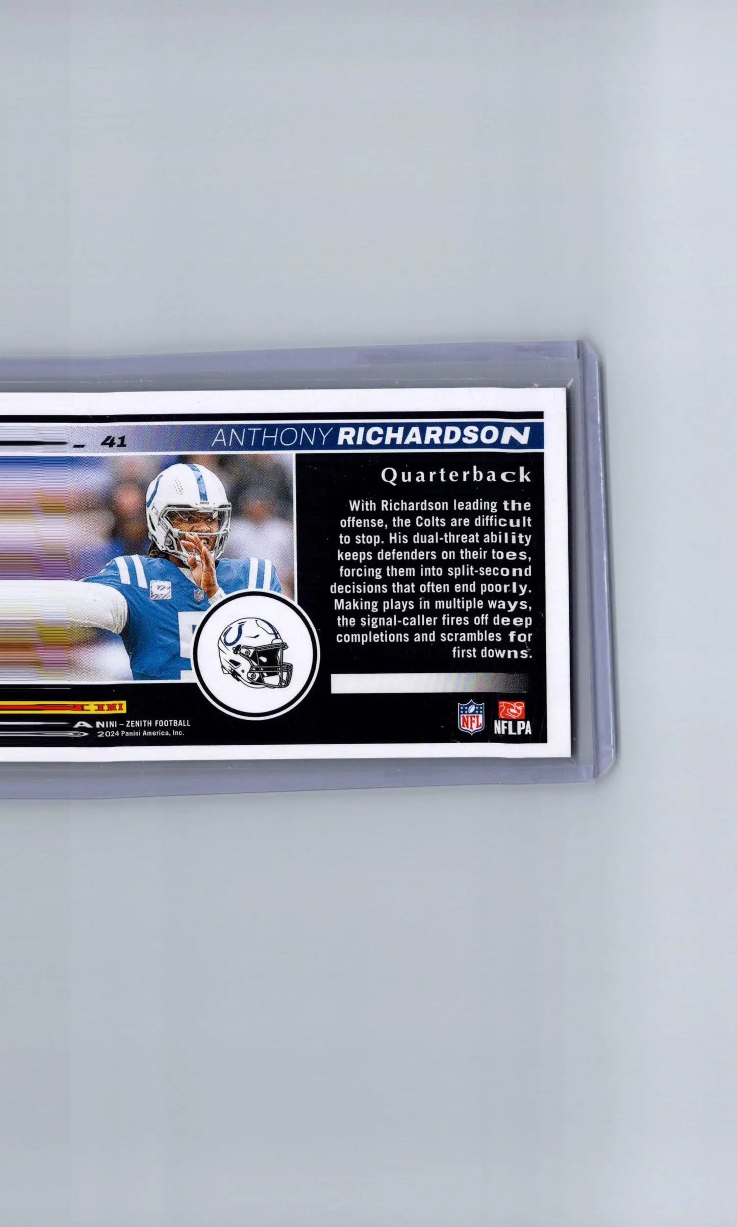 Anthony Richardson football card from 2024 Panini Zenith featuring Richardson Red Zone design