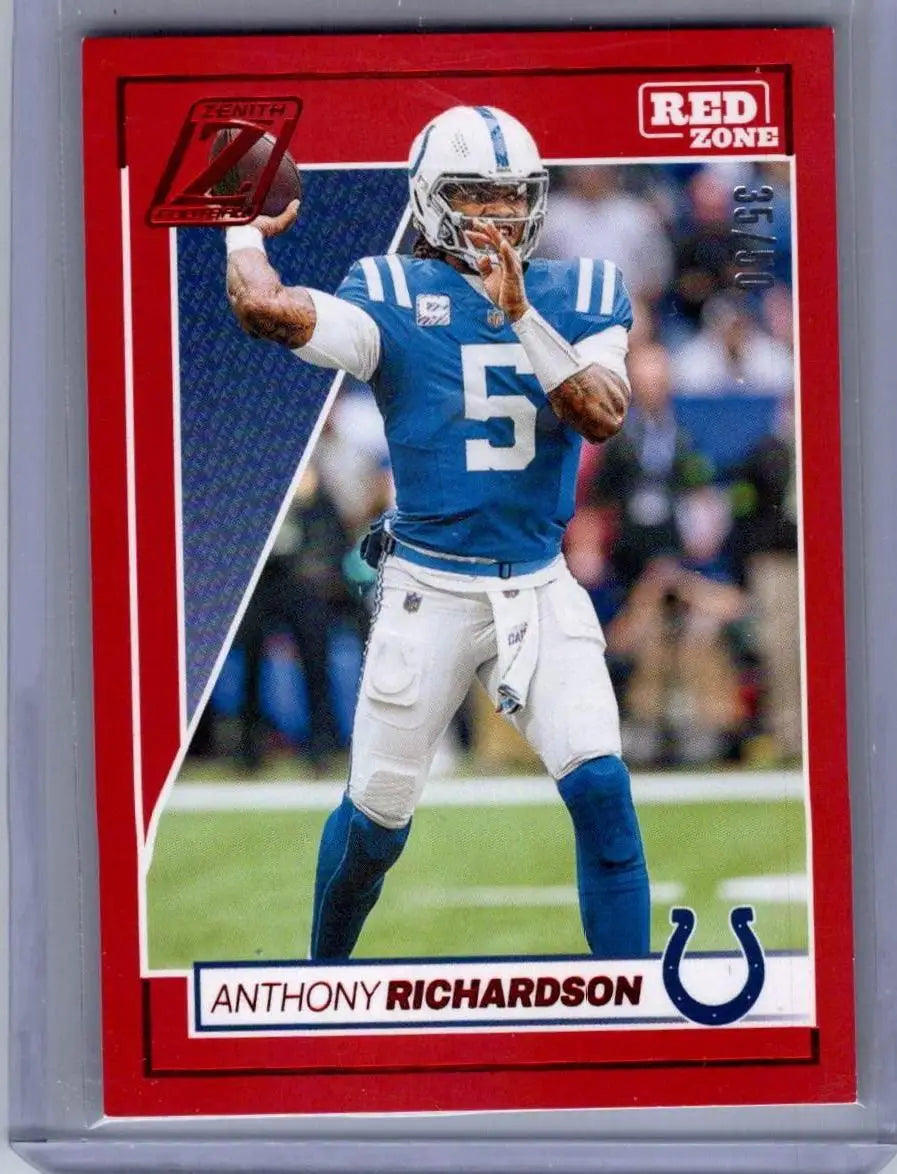 Anthony Richardson football card 2024 Panini Zenith Richardson Red Zone Red #/50