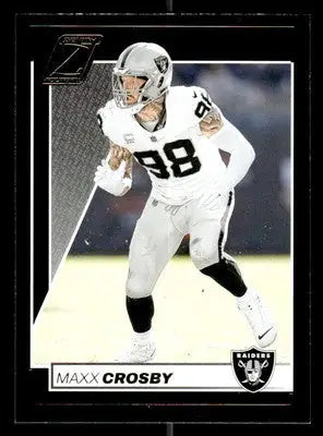 Maxx Crosby football card in protective black frame from 2024 Panini Zenith retail