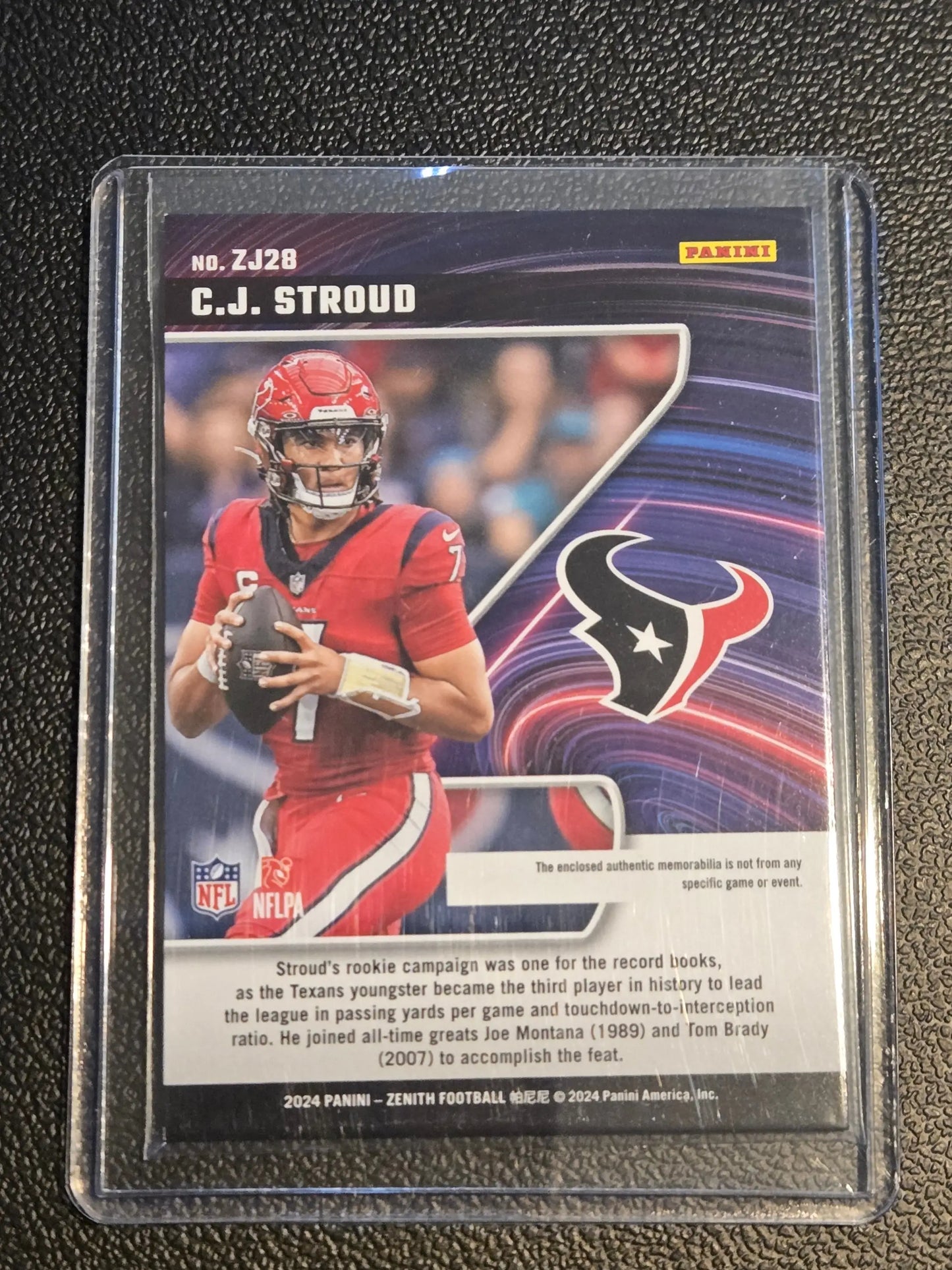 C J Stroud football card from Panini Zenith 2024 Z Jersey series