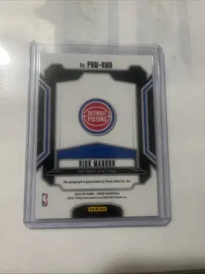 Rick Mahorn Detroit Pistons basketball card from 2024 Prizm featuring Mahorn Penmanship Auto
