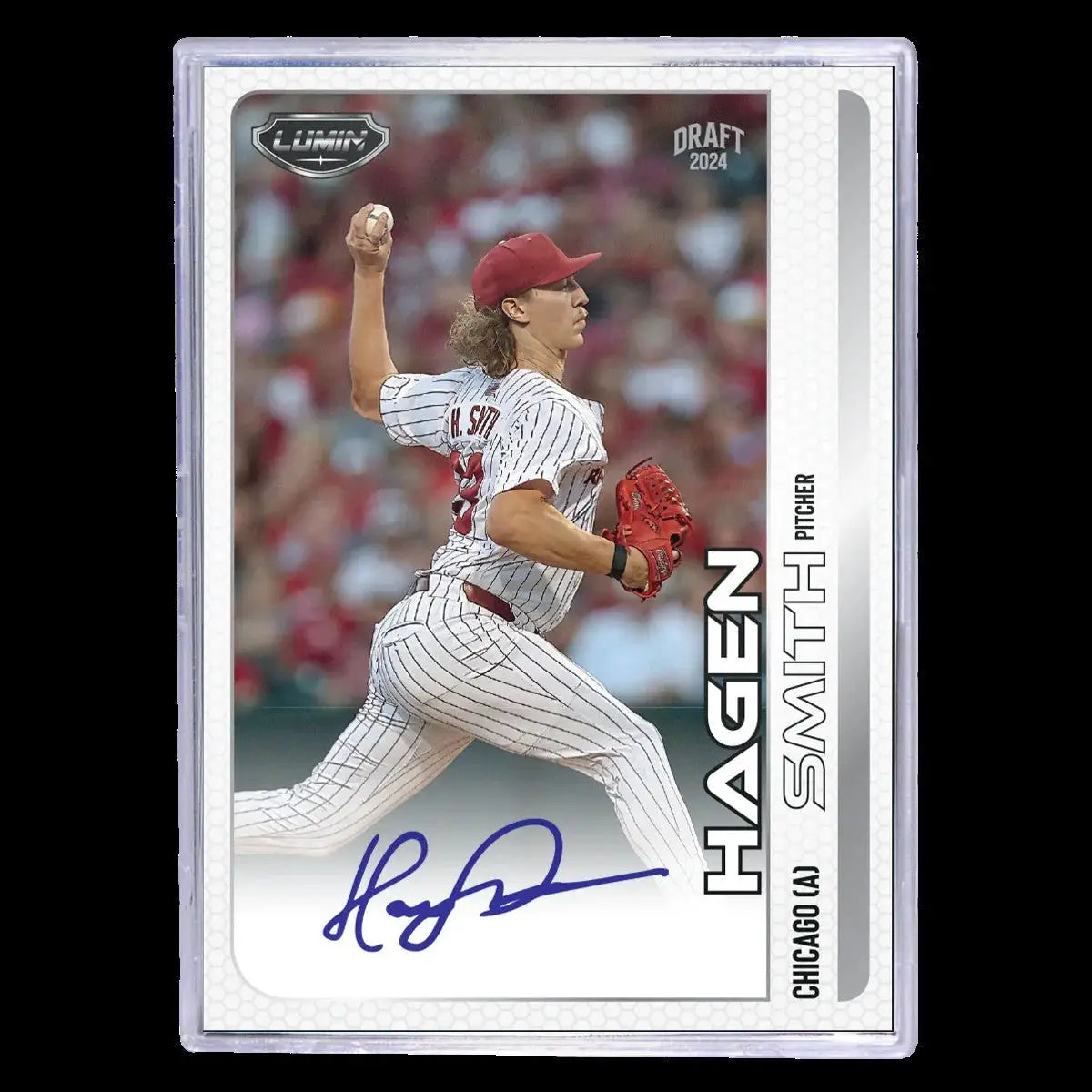 Autographed Hagen Smith baseball card from 2024 Pulse Lumin Baseball Hobby Box