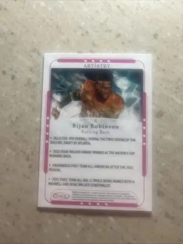 Bijan Robinson trading card from 2024 Sage Artistry collection showcasing his rookie season