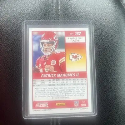 Patrick Mahomes II football card from 2024 Score featuring Kansas City Chiefs QB