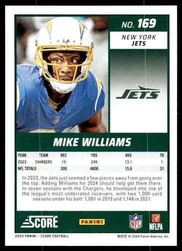 Original gloss 2024 Score Mike Williams football card NM-MT NY Jets ID:75667