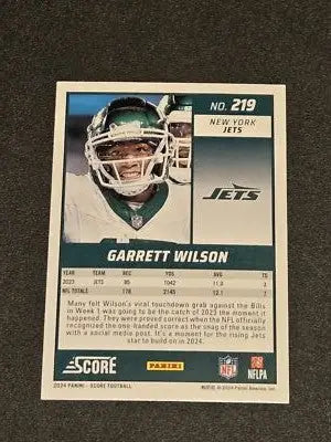 Garrett Wilson football card from 2024 Score series, Wilson Red collectible art