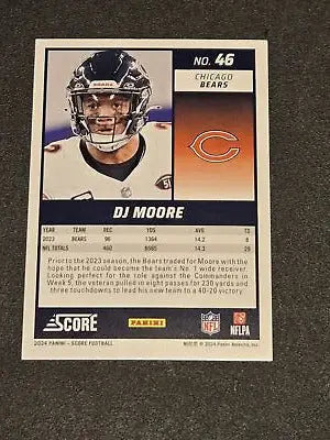 2024 Score DJ Moore Red NFL football card featuring Moore Red NFL trading card