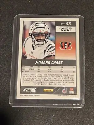 Ja’Marr Chase football card from 2024 Score #56 in Chase Red design