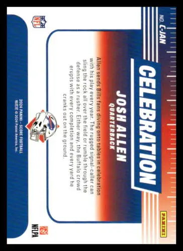 Original gloss 2024 Score Celebration Josh Allen football card for Bills fans