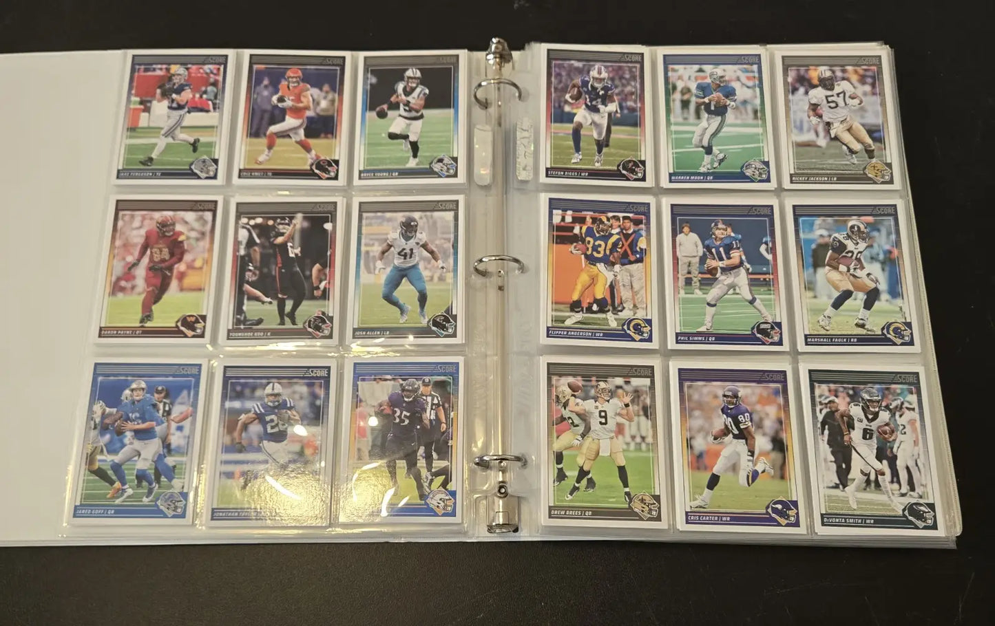 Score Football binder with 250+ collectible football cards in a 1-inch album