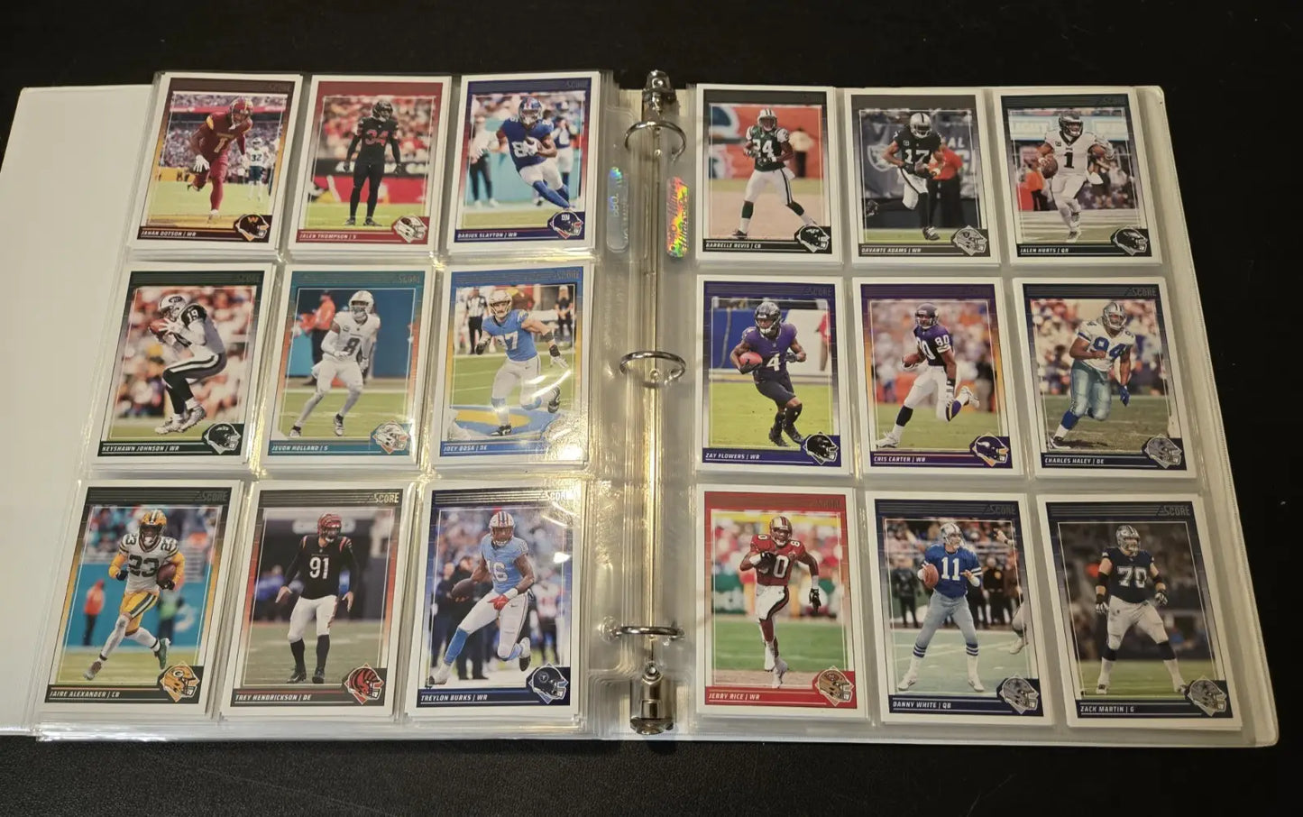 Score Football binder with 250+ trading cards featuring stars and legends for collectors
