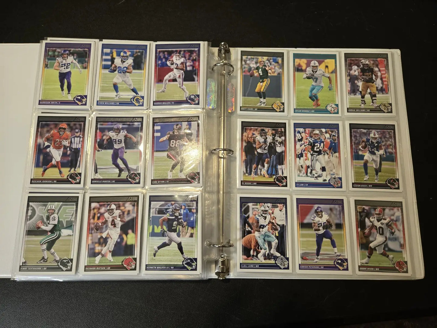 Score Football binder with 250+ trading cards featuring stars and legends