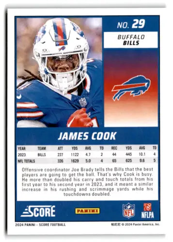 James Cook football card 2024 Score Green #29 with original gloss finish in NM-MT condition