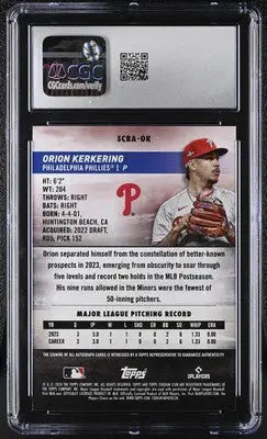 Graded Orion Kerkering Baseball Card 2024 Stadium Club Orion Kerkering #SCBA-OK