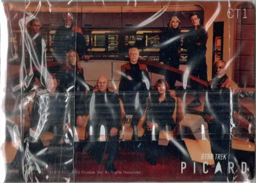 Cast photo from Star Trek Picard in clear plastic for metal case topper card CT1