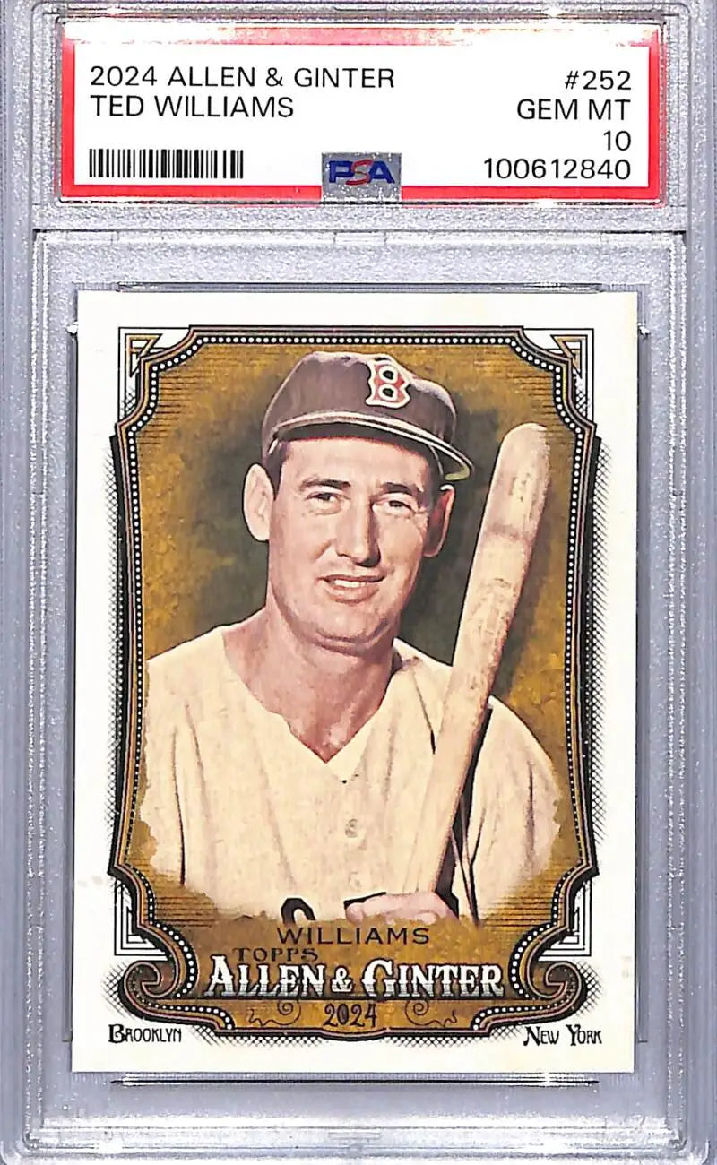 Ted Williams Boston Red Sox baseball card from 2024 Allen & Ginter, GEM MT 10 graded