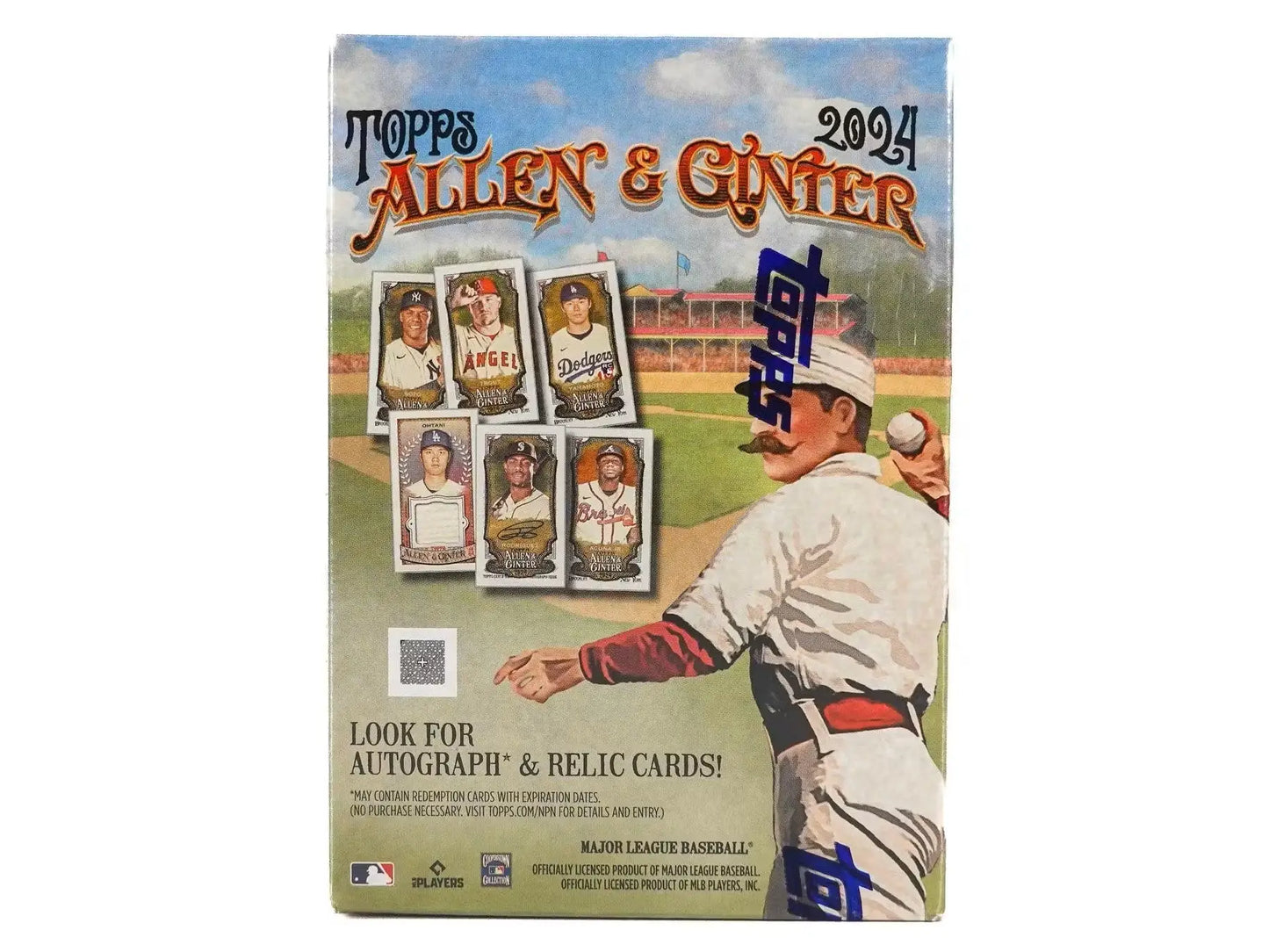 Topps Allen & Ginter 2024 baseball card box featuring base cards and refractor parallels