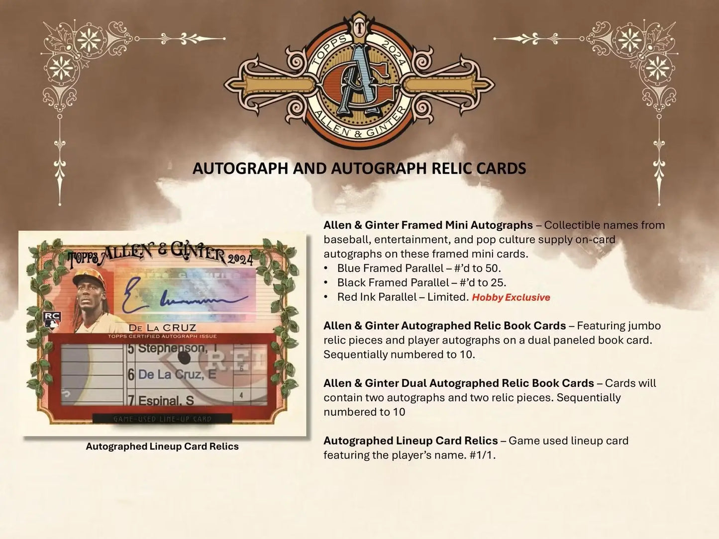 2024 Topps Allen & Ginter Baseball autograph relic card with base card and refractor parallel