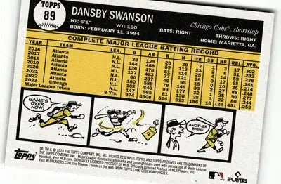 2024 Topps Archives Dansby Swanson baseball card featuring Chicago Cubs player