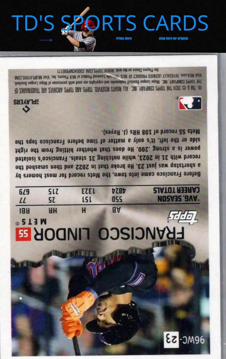 Baseball card of Francisco Lindor from 2024 Topps Archives Baseball Wrecking Crew
