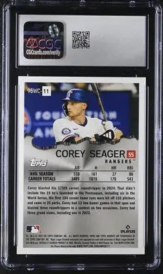 Graded Corey Seager baseball card from 2024 Topps Archives featuring Corey’s Archives Corey Seager card