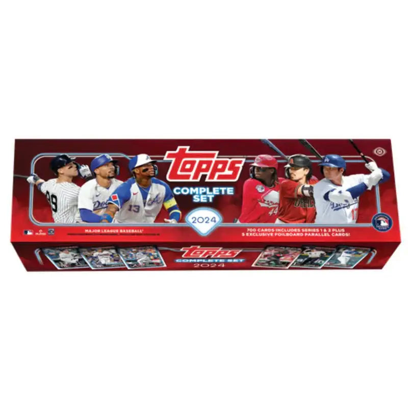 Red Topps 2024 Baseball Complete Set box with players and foil board parallel cards