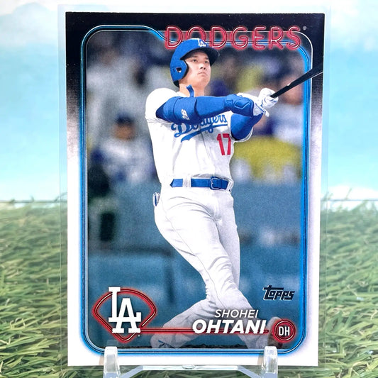 Shohei Ohtani baseball card in protective sleeve from 2024 Topps Baseball Los Angeles Dodgers