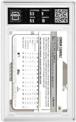 Graded 2024 Topps Big League Corbin Carroll baseball card in Arena Club 9.5 grade