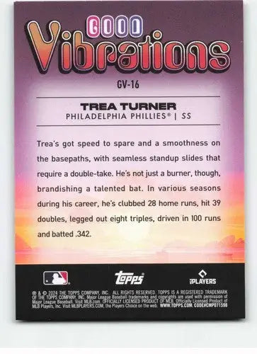 2024 Topps Big League Good Vibrations Trea Turner baseball card Phillies NM-MT