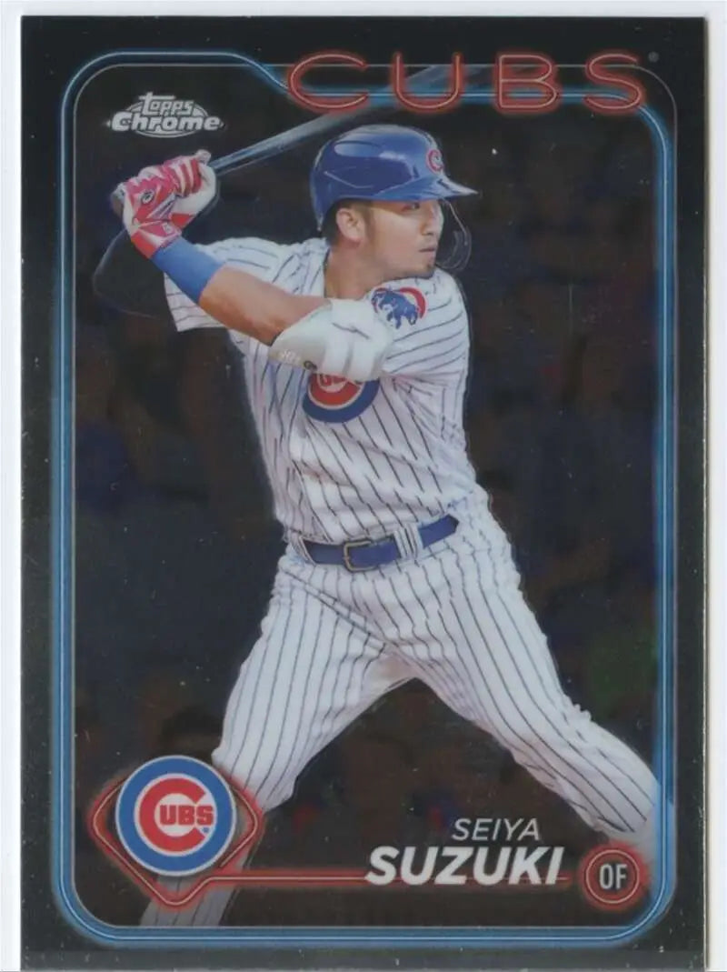 Seiya Suzuki Topps Chrome baseball card featuring Chicago Cubs player 2024 product