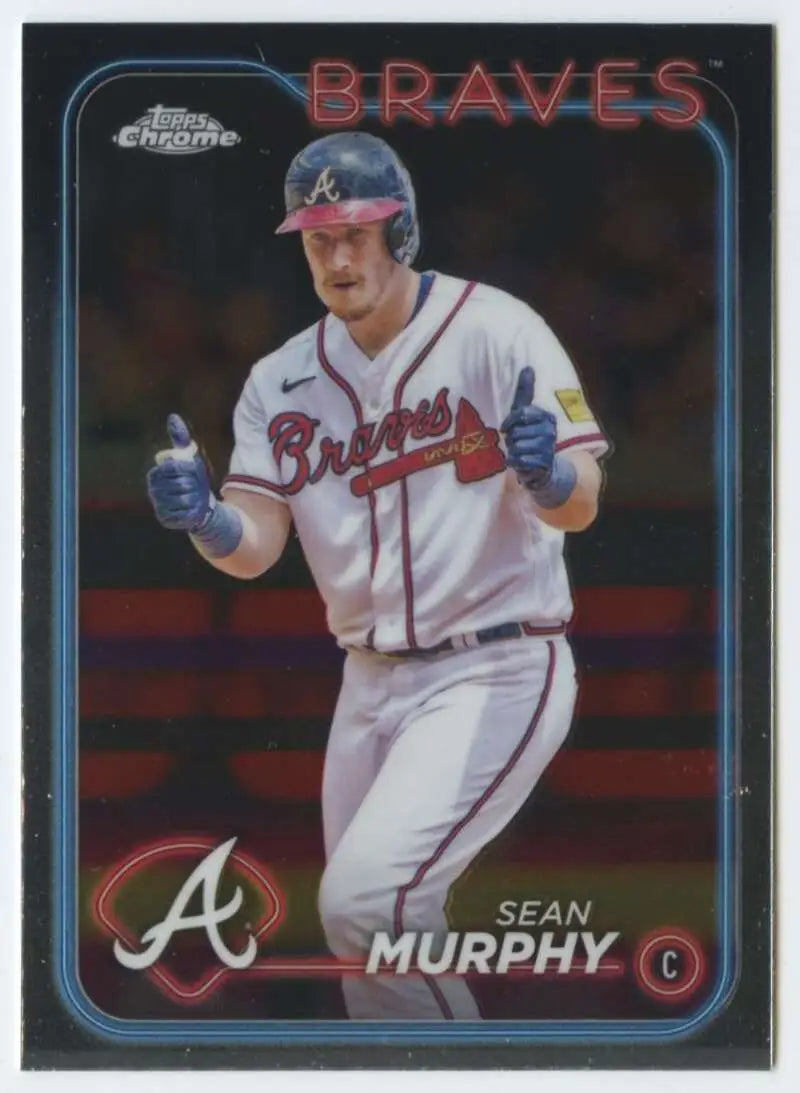 Sean Murphy Atlanta Braves Baseball Card in white uniform giving thumbs up