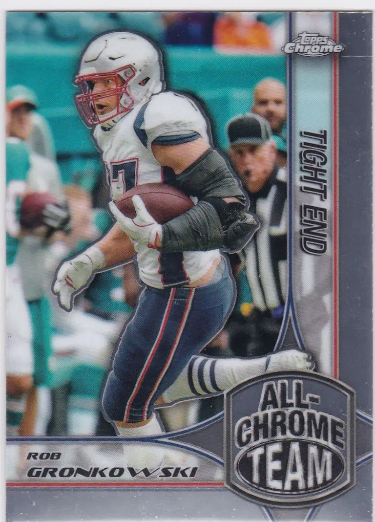 Rob Gronkowski football card from 2024 Topps Chrome New England Patriots collection