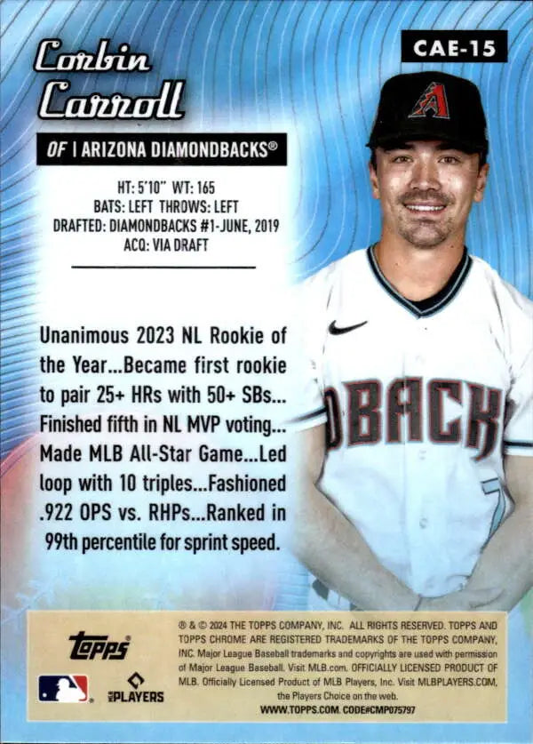 Corbin Carroll Arizona Diamondbacks Topps Chrome Etch Refractor baseball card image